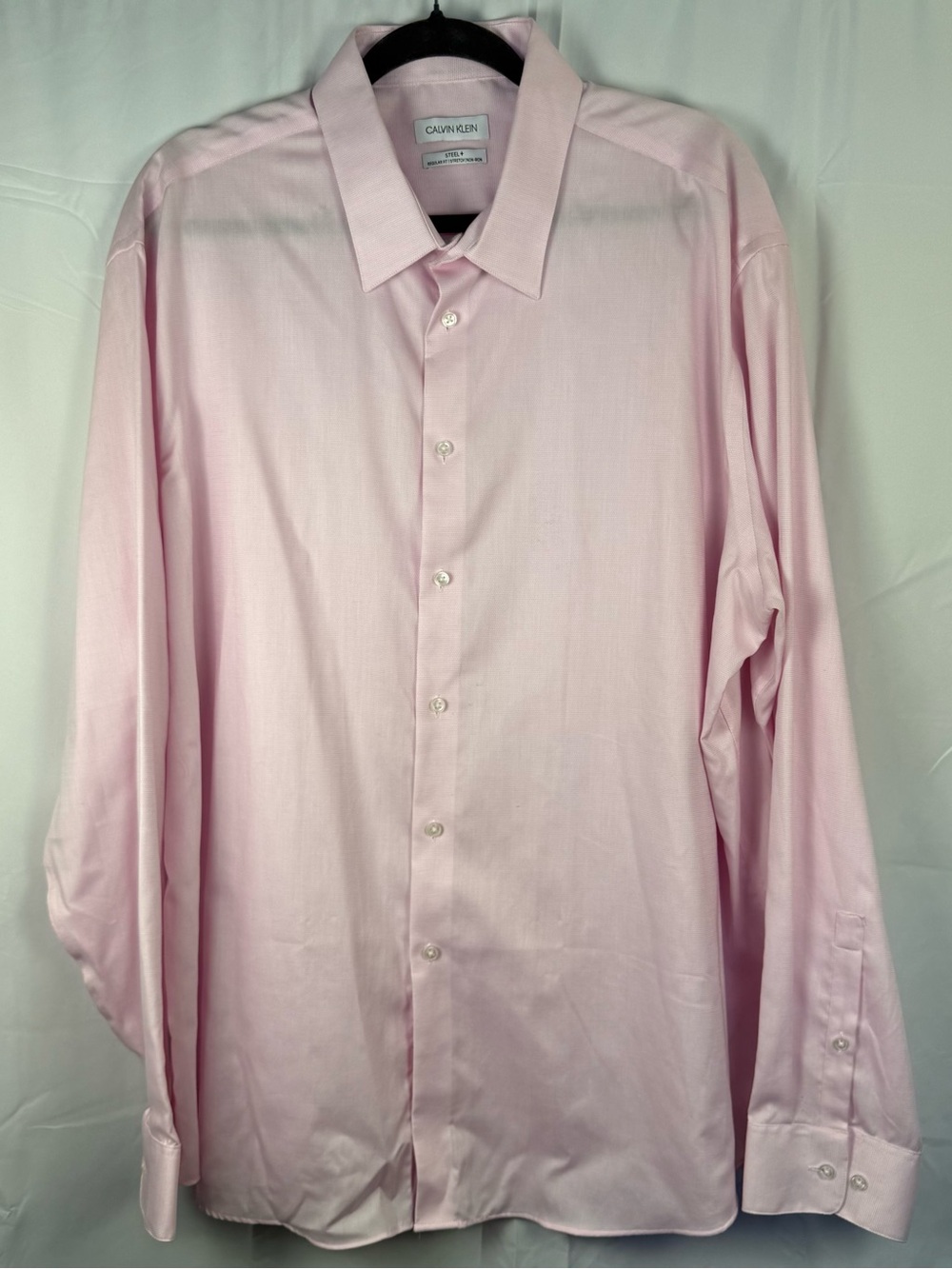 Calvin Klein Steel+ Pink Dress Shirt 18.5 36/37 Regular Fit Non-Iron